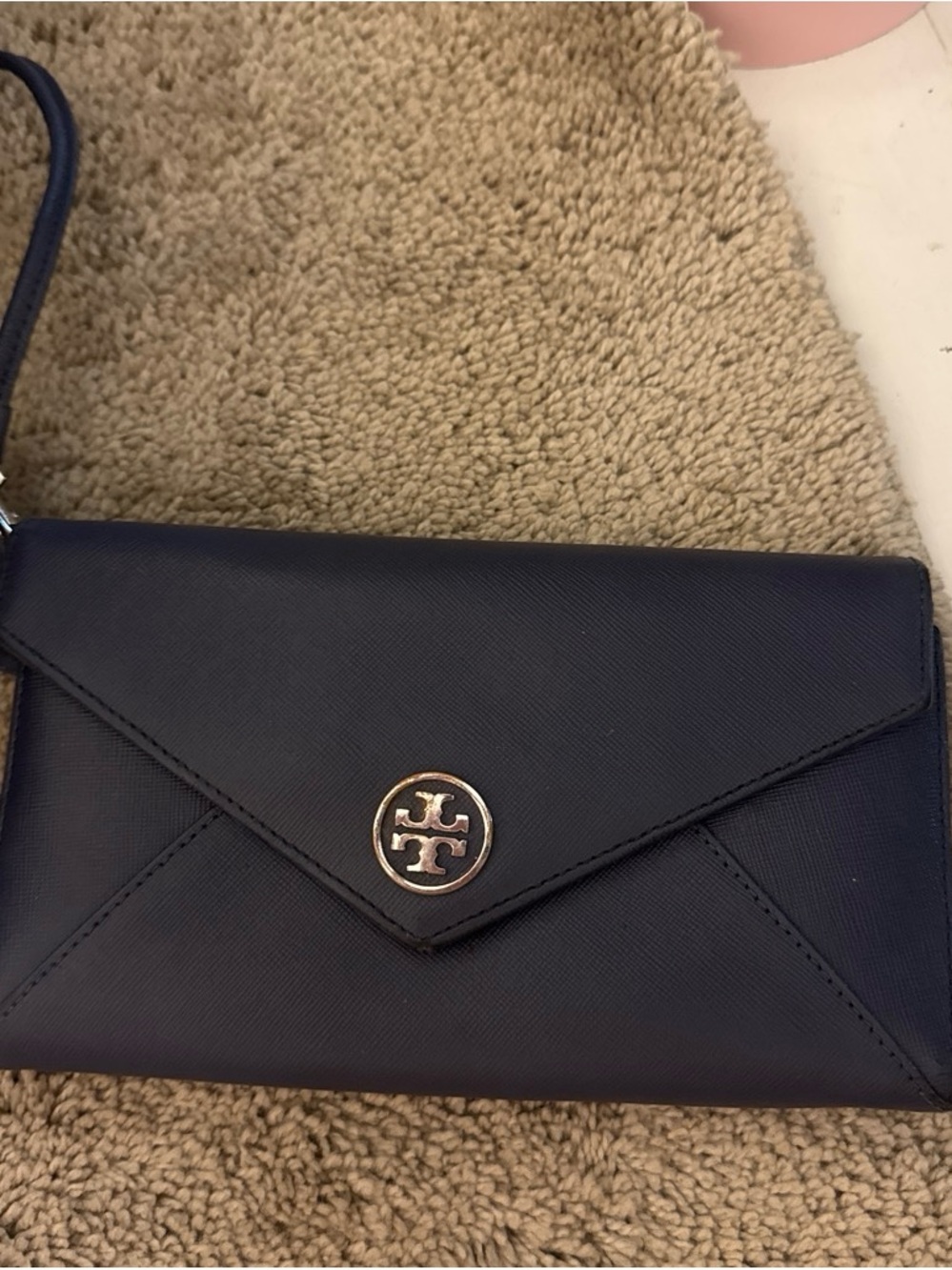 Tory Burch Black Wallet with Gold Logo Emblem